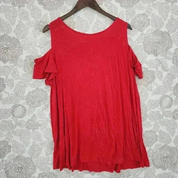 Lane Bryant Cold shoulder Short sleeve Women's Blouse 18/20 Scoop neck 2390 - Picture 2 of 6